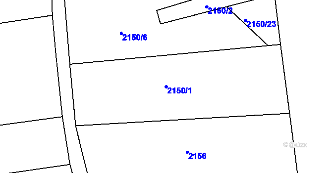 Parcela st. 2150/1 v KÚ Chářovice, Katastrální mapa