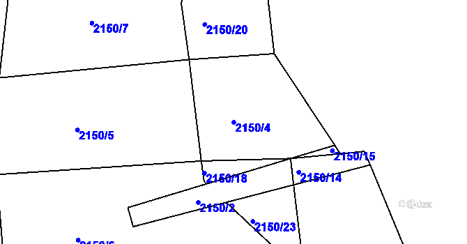 Parcela st. 2150/4 v KÚ Chářovice, Katastrální mapa