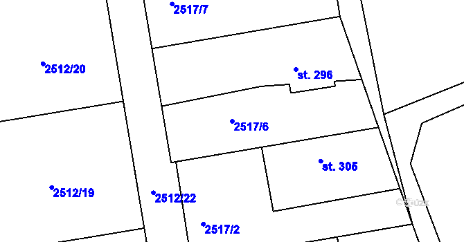 Parcela st. 2517/6 v KÚ Chářovice, Katastrální mapa