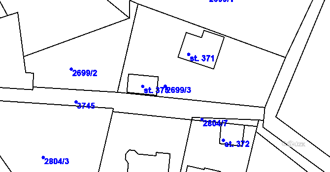 Parcela st. 2699/3 v KÚ Chářovice, Katastrální mapa
