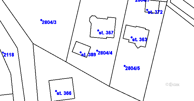 Parcela st. 2804/4 v KÚ Chářovice, Katastrální mapa