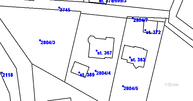 Parcela st. 367 v KÚ Chářovice, Katastrální mapa