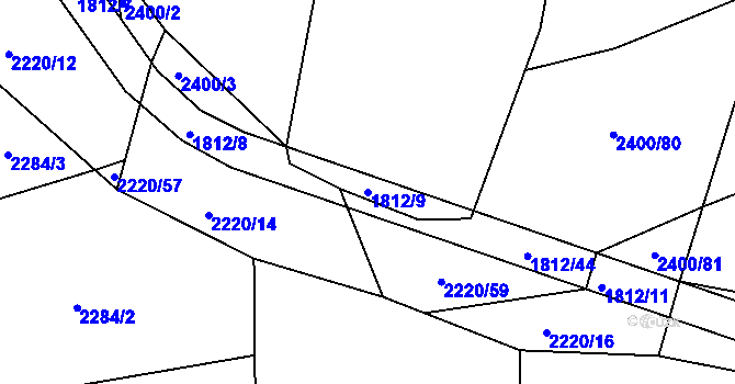 Parcela st. 1812/9 v KÚ Chářovice, Katastrální mapa
