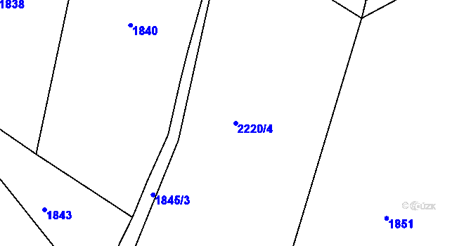 Parcela st. 2220/4 v KÚ Chářovice, Katastrální mapa