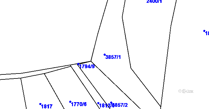 Parcela st. 3857/1 v KÚ Chářovice, Katastrální mapa