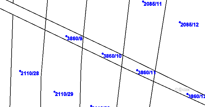 Parcela st. 3860/10 v KÚ Chářovice, Katastrální mapa