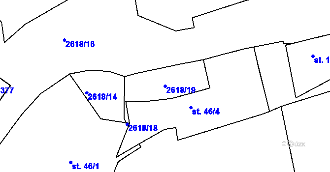 Parcela st. 2618/19 v KÚ Chářovice, Katastrální mapa