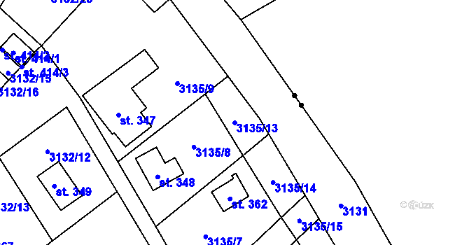 Parcela st. 3135/13 v KÚ Podělusy, Katastrální mapa