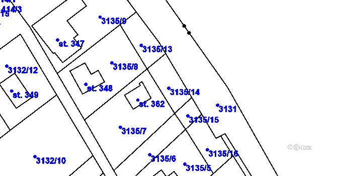 Parcela st. 3135/14 v KÚ Podělusy, Katastrální mapa