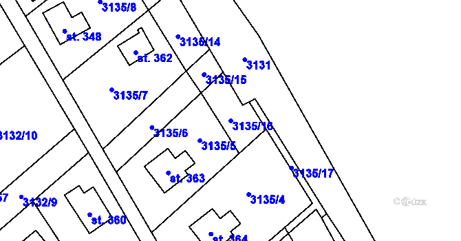 Parcela st. 3135/16 v KÚ Podělusy, Katastrální mapa