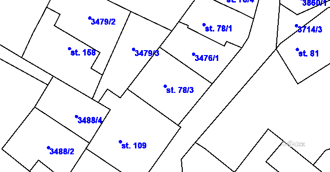 Parcela st. 78/3 v KÚ Podělusy, Katastrální mapa