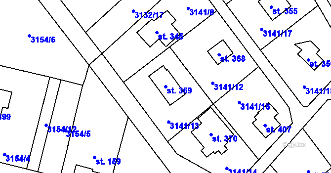 Parcela st. 369 v KÚ Podělusy, Katastrální mapa