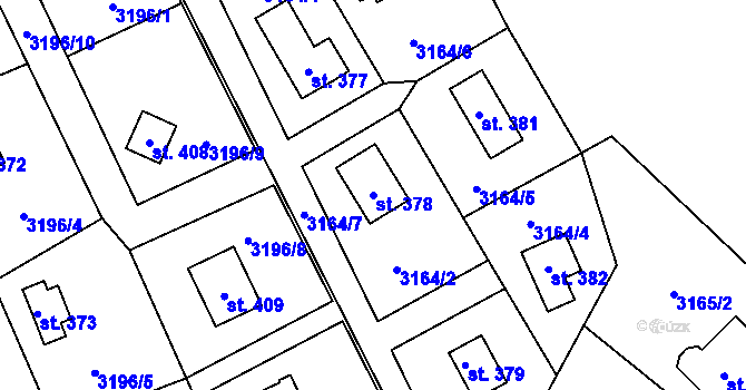 Parcela st. 378 v KÚ Podělusy, Katastrální mapa