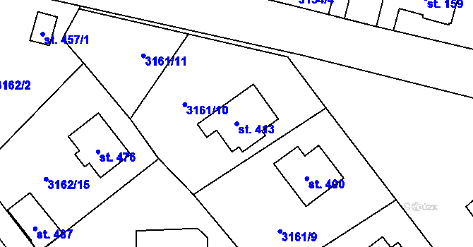 Parcela st. 413 v KÚ Podělusy, Katastrální mapa