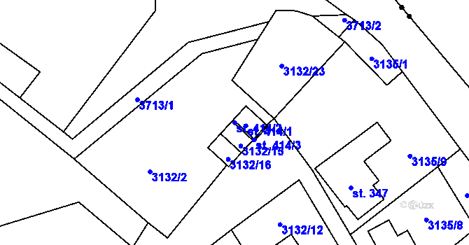 Parcela st. 414/2 v KÚ Podělusy, Katastrální mapa