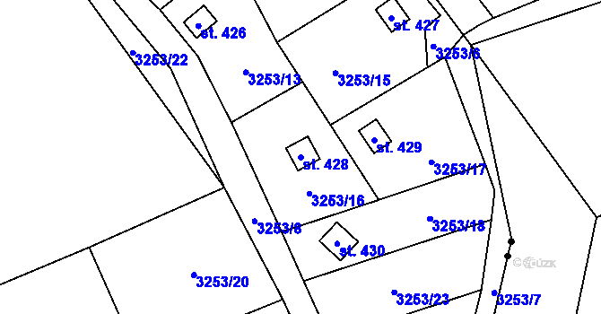 Parcela st. 428 v KÚ Podělusy, Katastrální mapa