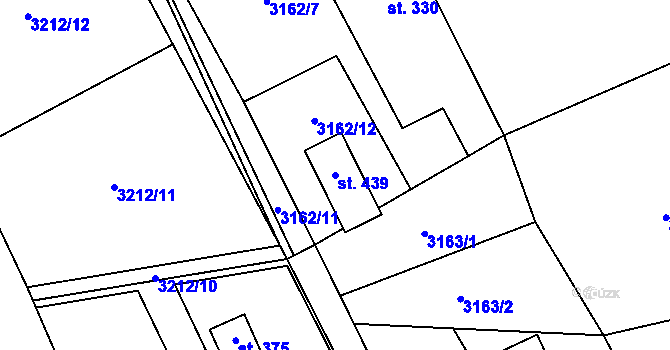Parcela st. 439 v KÚ Podělusy, Katastrální mapa
