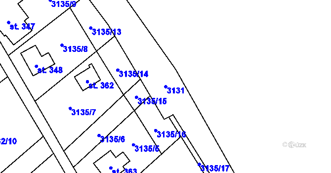 Parcela st. 3131 v KÚ Podělusy, Katastrální mapa