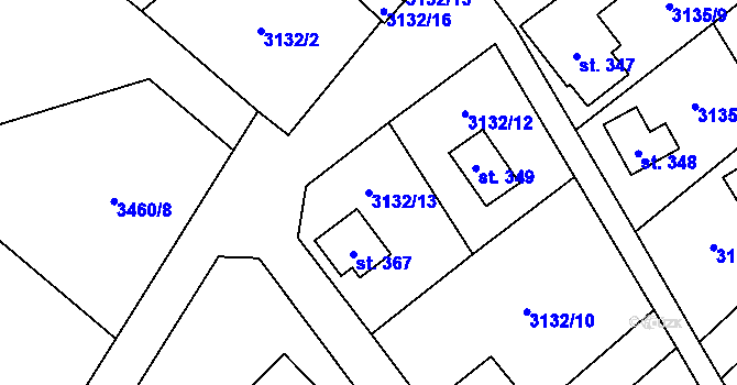 Parcela st. 3132/13 v KÚ Podělusy, Katastrální mapa
