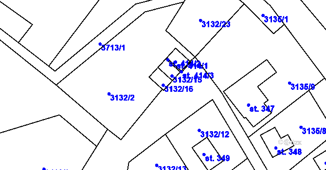 Parcela st. 3132/16 v KÚ Podělusy, Katastrální mapa