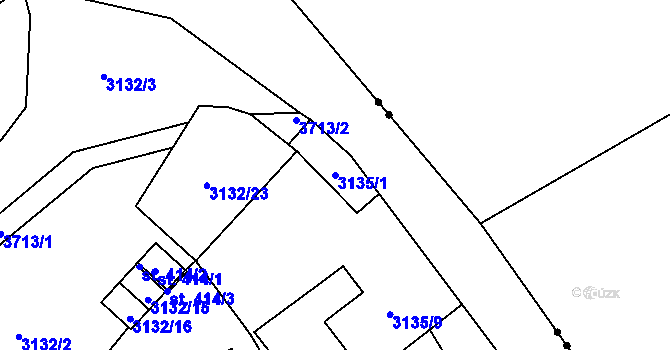 Parcela st. 3135/1 v KÚ Podělusy, Katastrální mapa