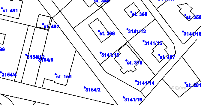 Parcela st. 3141/13 v KÚ Podělusy, Katastrální mapa