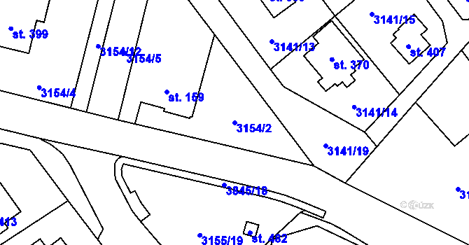 Parcela st. 3154/2 v KÚ Podělusy, Katastrální mapa