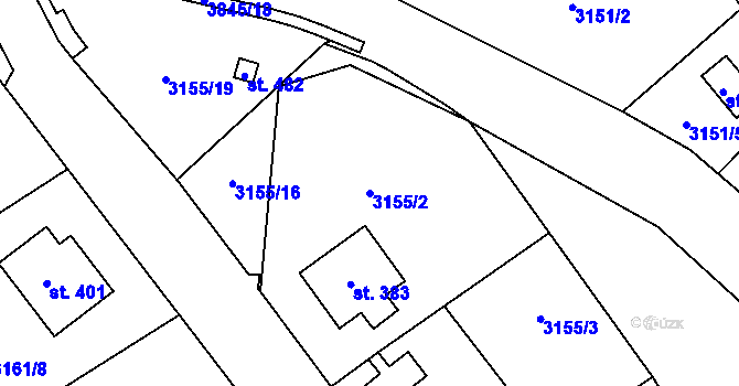 Parcela st. 3155/2 v KÚ Podělusy, Katastrální mapa