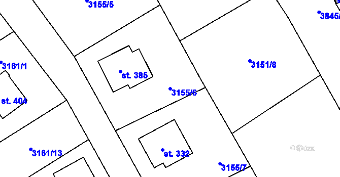 Parcela st. 3155/6 v KÚ Podělusy, Katastrální mapa
