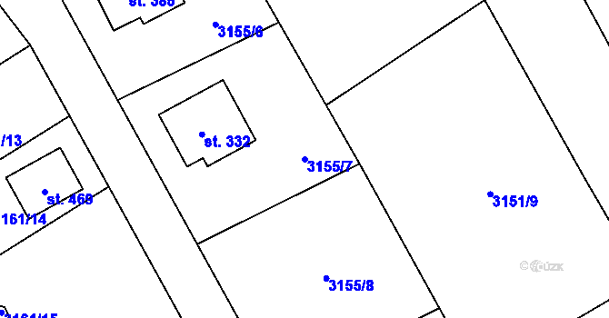 Parcela st. 3155/7 v KÚ Podělusy, Katastrální mapa