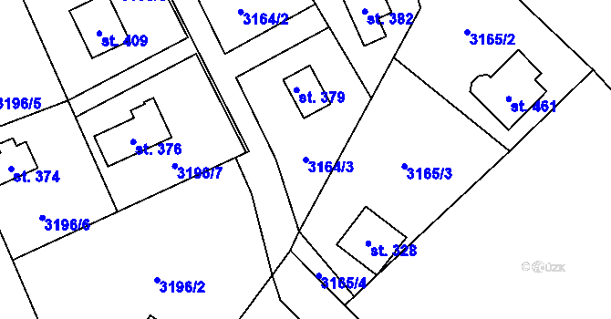 Parcela st. 3164/3 v KÚ Podělusy, Katastrální mapa