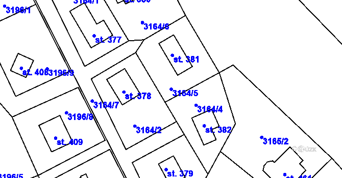 Parcela st. 3164/5 v KÚ Podělusy, Katastrální mapa