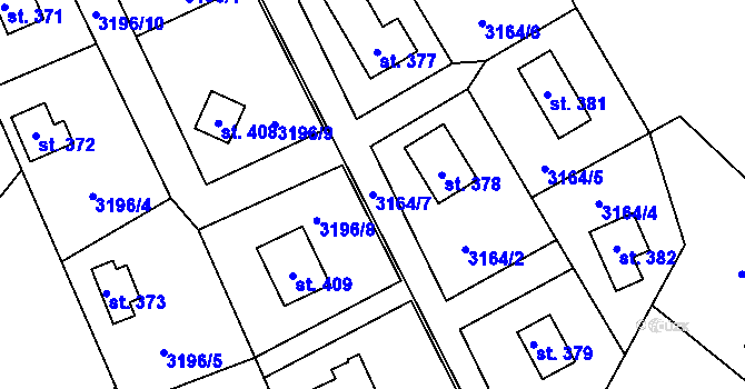 Parcela st. 3164/7 v KÚ Podělusy, Katastrální mapa