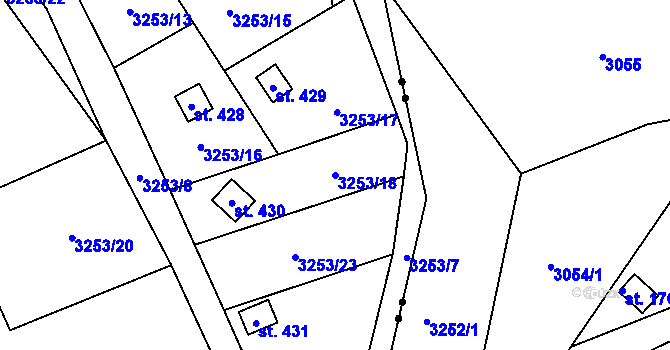 Parcela st. 3253/18 v KÚ Podělusy, Katastrální mapa