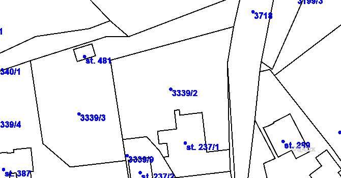 Parcela st. 3339/2 v KÚ Podělusy, Katastrální mapa