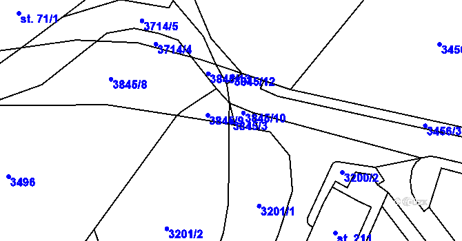 Parcela st. 3845/3 v KÚ Podělusy, Katastrální mapa
