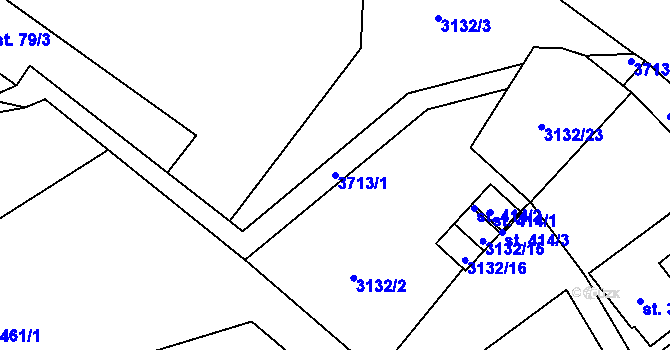 Parcela st. 3713/1 v KÚ Podělusy, Katastrální mapa