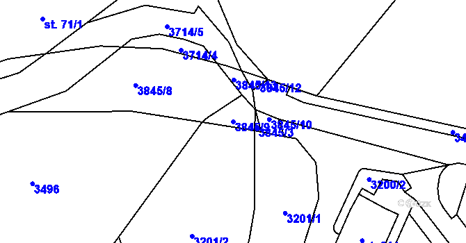 Parcela st. 3845/9 v KÚ Podělusy, Katastrální mapa