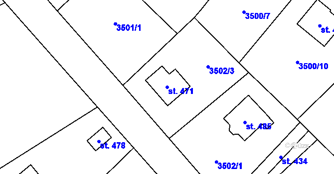 Parcela st. 471 v KÚ Podělusy, Katastrální mapa