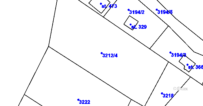 Parcela st. 3212/4 v KÚ Podělusy, Katastrální mapa