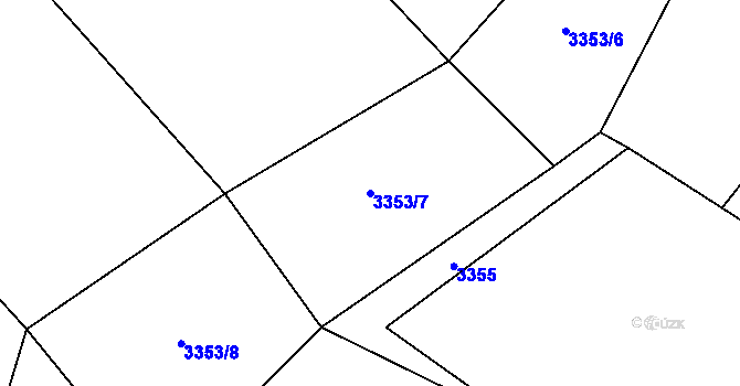 Parcela st. 3353/7 v KÚ Podělusy, Katastrální mapa
