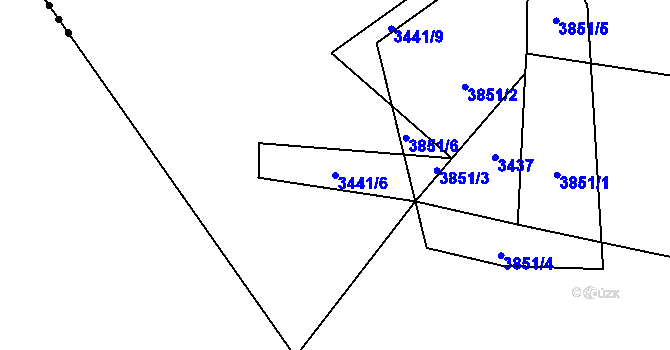 Parcela st. 3441/6 v KÚ Podělusy, Katastrální mapa