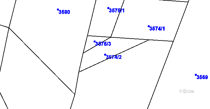 Parcela st. 3574/2 v KÚ Podělusy, Katastrální mapa