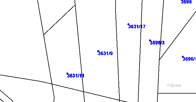 Parcela st. 3631/9 v KÚ Podělusy, Katastrální mapa
