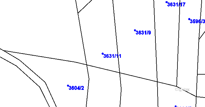 Parcela st. 3631/11 v KÚ Podělusy, Katastrální mapa