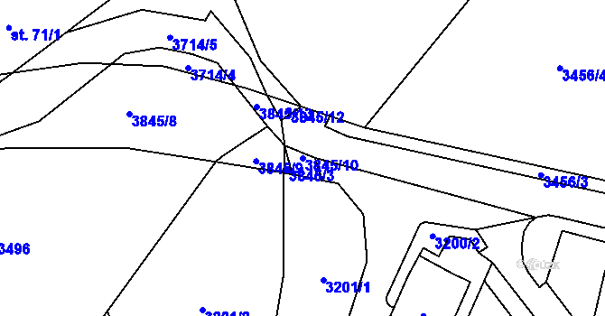 Parcela st. 3845/10 v KÚ Podělusy, Katastrální mapa