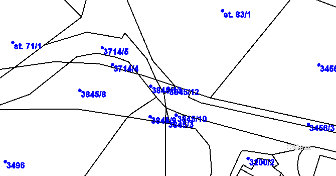 Parcela st. 3845/12 v KÚ Podělusy, Katastrální mapa