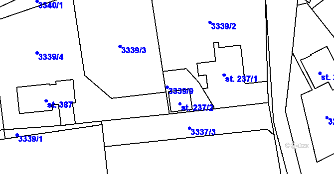 Parcela st. 3339/9 v KÚ Podělusy, Katastrální mapa