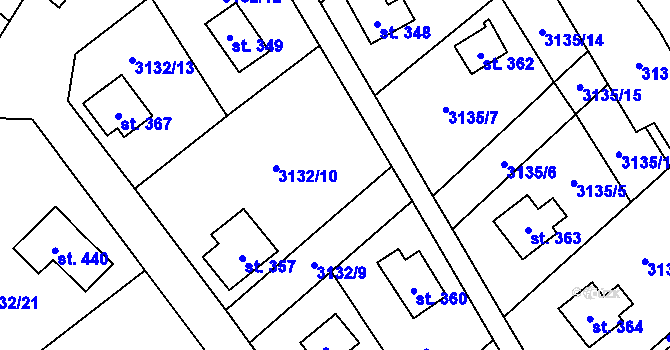 Parcela st. 3866 v KÚ Podělusy, Katastrální mapa