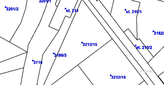 Parcela st. 3212/15 v KÚ Podělusy, Katastrální mapa